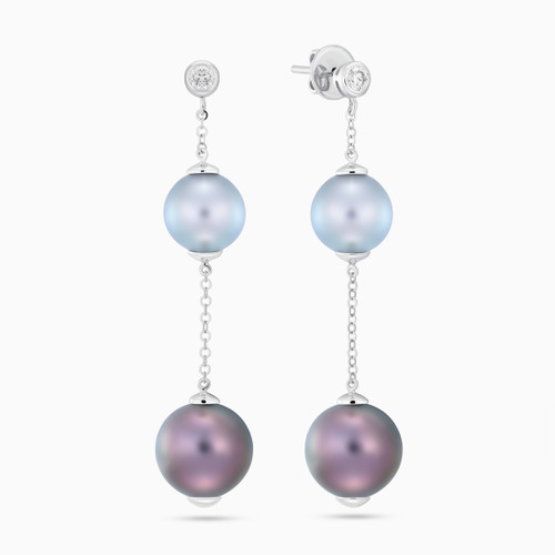 LDE955 - Two Black Pearls Diamond Drop Earrings 18K Gold - LEA00074-1 .jpg