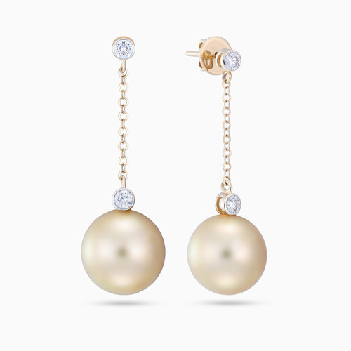LDE953 - Golden Pearl Diamond Drop Earrings 18K Gold - LEA00072-1 .jpg