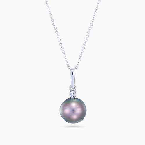 LDN2610 - Sleek Setting Black Pearl Diamond Necklace 18K Gold - LNE00290-1 .jpg