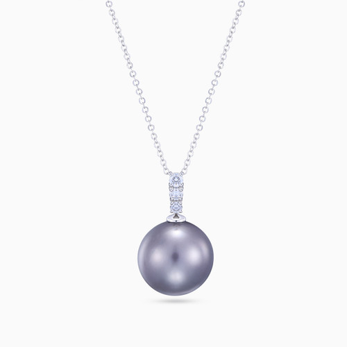 LDN2609 - Vertical Setting Black Pearl Diamond Necklace 18K Gold - LNE00289-1 .jpg