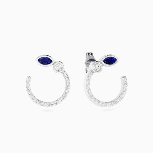 LDE962 - Open Circle Blue Stone & Diamond Stud Earrings in 18K Gold - ERS250149-1.jpg