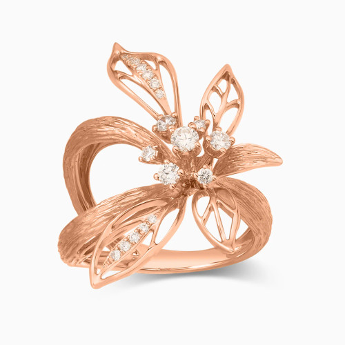 LDR3936 - Lily Flower Diamond Split Shank Ring in 18K Gold - RG099612R8-1.webp