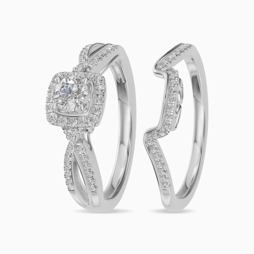LDR4032 - Cushion Cluster Diamond Twin Rings in 18K Gold - RG048874-1.webp