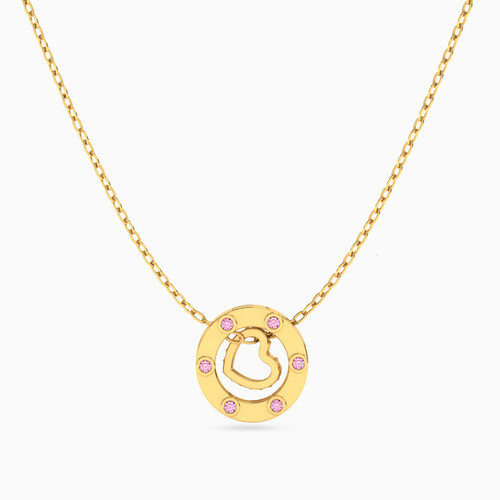 MLN1010 - Circle Rose Stone Necklace in 18K Gold - 21046110857 - 1.jpg