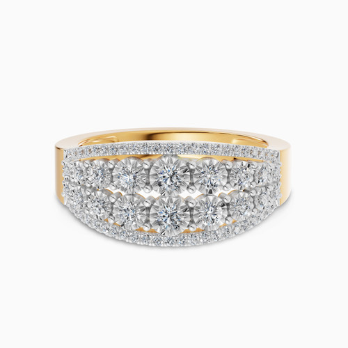 LDR4005 - Multible Rows Domed Diamond Ring in 18K Gold - AJR28931-1.jpg