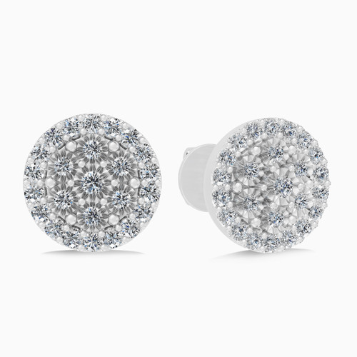 LDE987 - Floral Cluster Round Halo Diamond Stud Earrings in 18K Gold - SAE06126-1.jpg