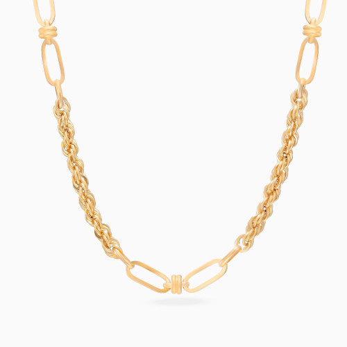 LGN513 - Elongated Links & Twisted Rope Necklace in 21K Gold - 12005650001-1.webp