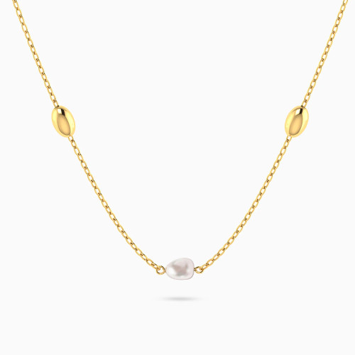 MLN1956 - Oval Beads & Pearl Necklace in 18K Gold - 21046030393-1.webp