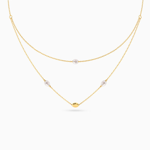 MLN1953 - Layered Oval Beads & Pearls Necklace in 18K Gold - 21046030390-1.webp