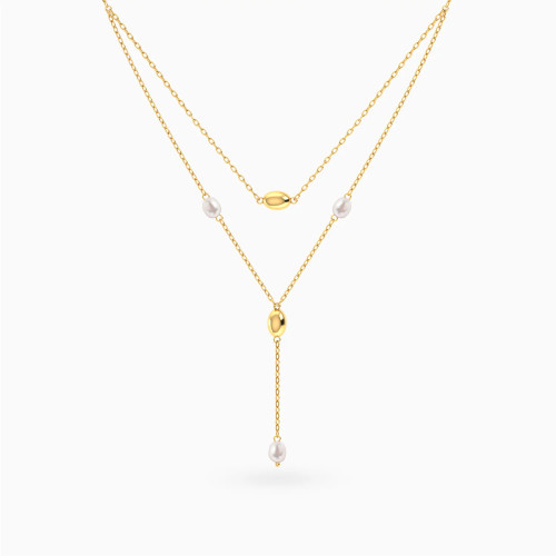 MLN1949 - Oval Beads & Pearls Layered Necklace in 18K Gold - 21046030386-1.webp