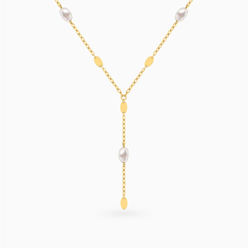 MLN1961 - Oval Discs Pearl Lariat  Necklace in 18K Gold - 21046030384-1.webp