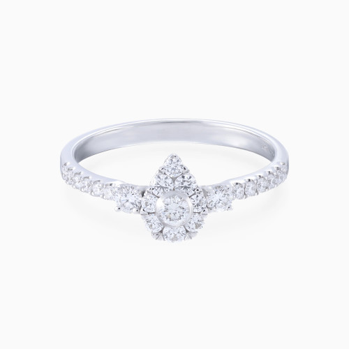 LDR3922 - Drop Cluster & Studded Band Diamond Ring in 18K Gold - R43838-1.webp