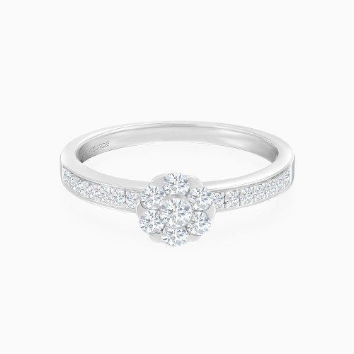 LDR3921 - Floral Cluster & Studded Band Diamond Ring in 18K Gold - R35018D-1.webp