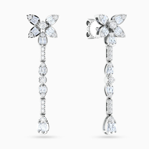 LDE1014 - Vertical Bar & Floral Cluster Diamond Drop Earrings in 18K Gold - ER423094W18DI1-1.webp