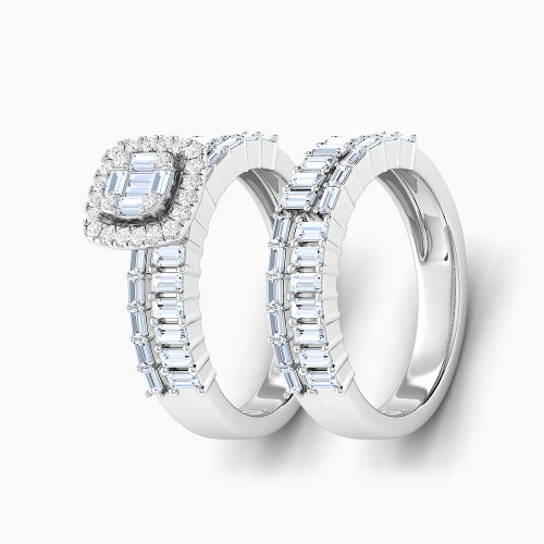 LDR4106 - Baguette Rows & Square Cluster Diamond Twin Rings in 18K Gold - RN428302W18DI1-1.webp
