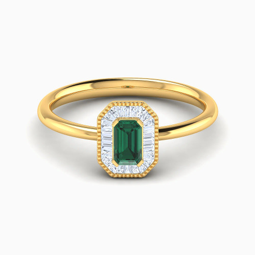 LDR4090 - Rectangular Halo Green Stone Diamond Ring in 18K Gold - RN419092Y18HEM1-1.webp