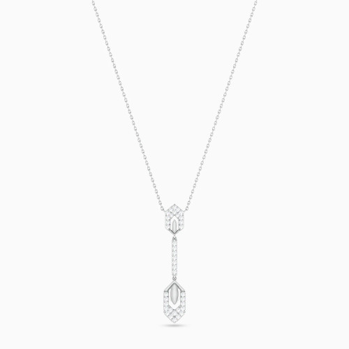 LDN2669 - Line & Hexagonal Frames Diamond Necklace in 18K Gold - NT407178W18DI1-1.webp