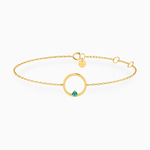 MLB896 -  Circle Green Stones Chain Bracelet in 14K Gold - 101101100172181-1.jpg