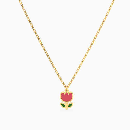 MLN2065 -  Kids Tulip Enamel Coated Necklace in 14K Gold - 101051400572251-1.jpg