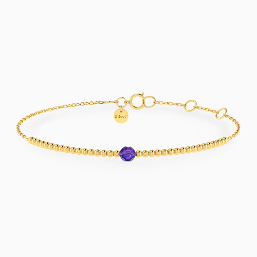 MLB955 - Beads & Purple Stone Chain Bracelet in 18K Gold - 21047020036-1.webp