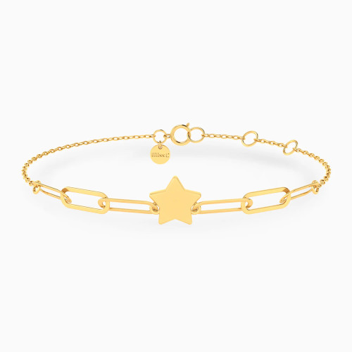 MLB950 - Star & Elongated Links Chain Bracelet in 18K Gold - 21047110353-1.webp