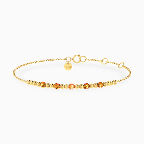 MLB940 - Beads Orange Stones Chain Bracelet in 18K Gold - 21047020037-1.webp