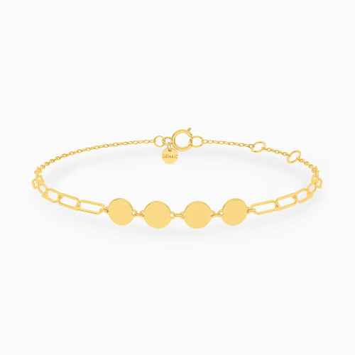 MLB935 - Elongated Links & Round Discs Chain Bracelet in 18K Gold - 21047110346-1.webp
