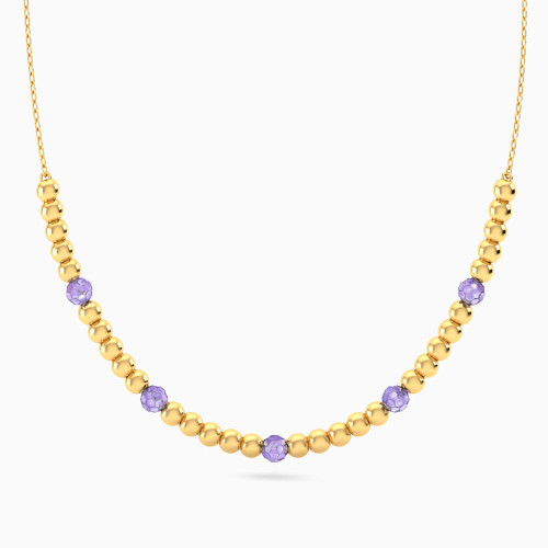 MLN2088 - Beads Purple Stones Necklace in 18K Gold - 21046020034-1.webp