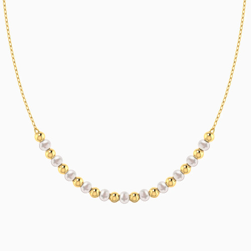 MLN2086 - Beads & Pearl Chain Necklace in 18K Gold - 21046020039-1.webp