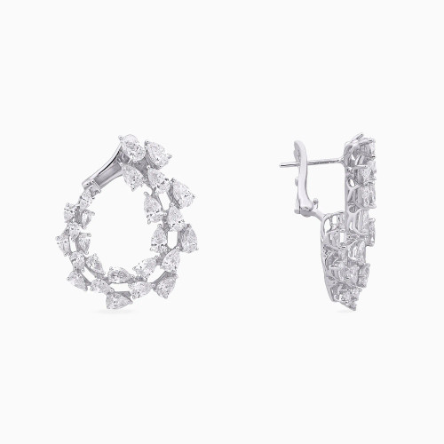 LDE1031 - Leaves Pear Cut Diamond Hoop Earrings in 18K Gold - GME00591-1.webp