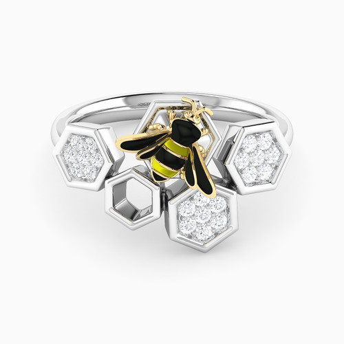 LDR3072 - A Honeycomb Diamond & Enamel Coated Ring in 18K Gold - RN411275A18EN1-1.jpg