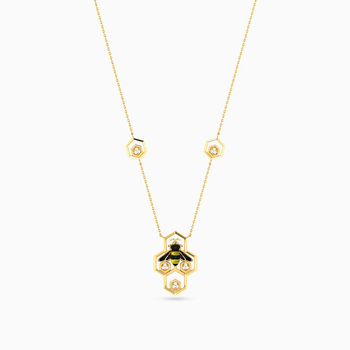 LDN2040 - A Bee Diamond & Enamel Coated Necklace in 18K Gold - NT403869Y18EN1-1.jpg