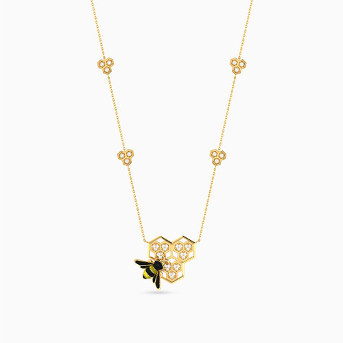 LDN2044 - A Honeycomb Diamond & Enamel Coated Necklace in 18K Gold - NT403874Y18EN1-1.jpg