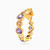 MLE418 - Round Shaped Colored Stones Hoop Earring in 18K Gold - 1 Piece - 21051110364 -3.jpg