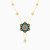 LIN30 - Flower Colored Stones Chain Necklace in 18K Gold - 111405120231-3.jpg