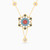 LIN29 - Flower Colored Stones Chain Necklace in 18K Gold - 111405100231-1.jpg