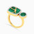 LDR1914 - Square Diamond & Green Stones Two-headed Ring in 18K Gold - TRG9002050-2.jpg