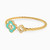 LGB305 - Flower Colored Stones & Enamel Coated Cuff Bracelet in 18K Gold - 21009110217 -2.jpg