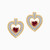 LDE923 - Heart Frame Red Stone Diamond Stud Earrings in 18K Gold - SAE06408-1.jpg