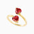 MLR889 - Hearts Red Stone Bypass Open Ring in 18K Gold - 21048110827-3.jpg