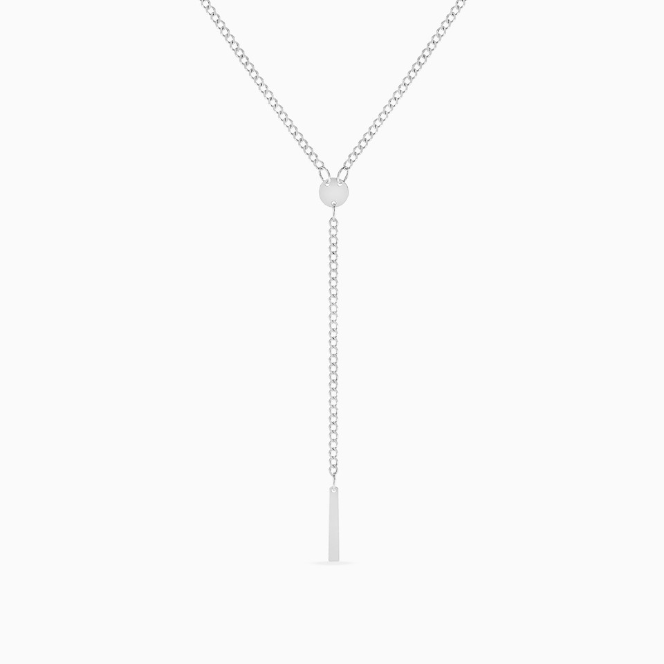 Round Disc & Vertical Bar Lariat Necklace in Silver Round Disc & Vertical Bar Lariat Necklace in Silver