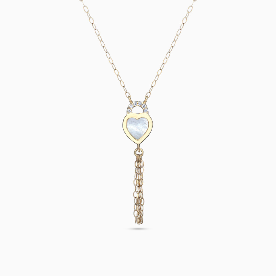 Heart & Chains Pearl Necklace in 18K Gold Heart & Chains Pearl Necklace in 18K Gold
