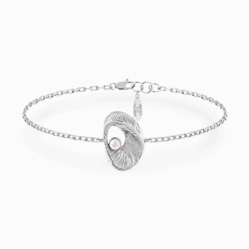 Oval Swirl Pearl Chain Bracelet in Sterling Silver Oval Swirl Pearl Chain Bracelet in Sterling Silver