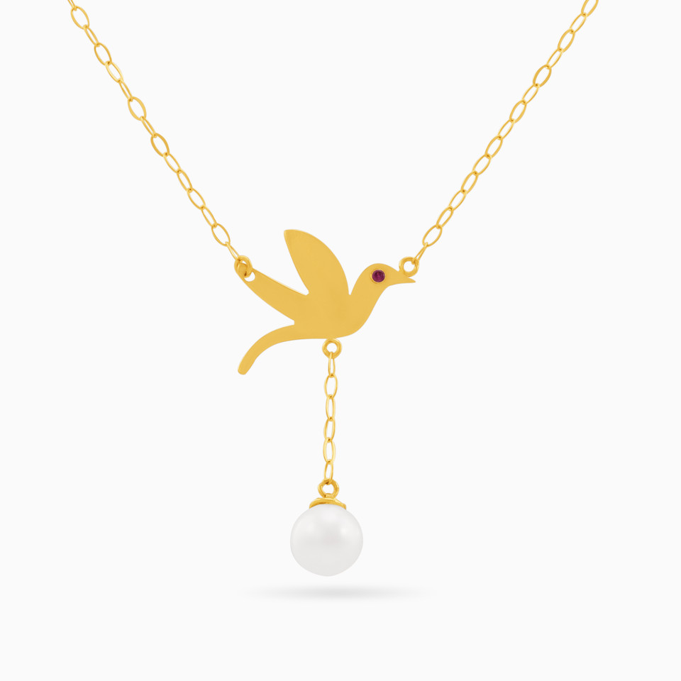 Bird Pearl Necklace in 18K Gold Bird Pearl Necklace in 18K Gold