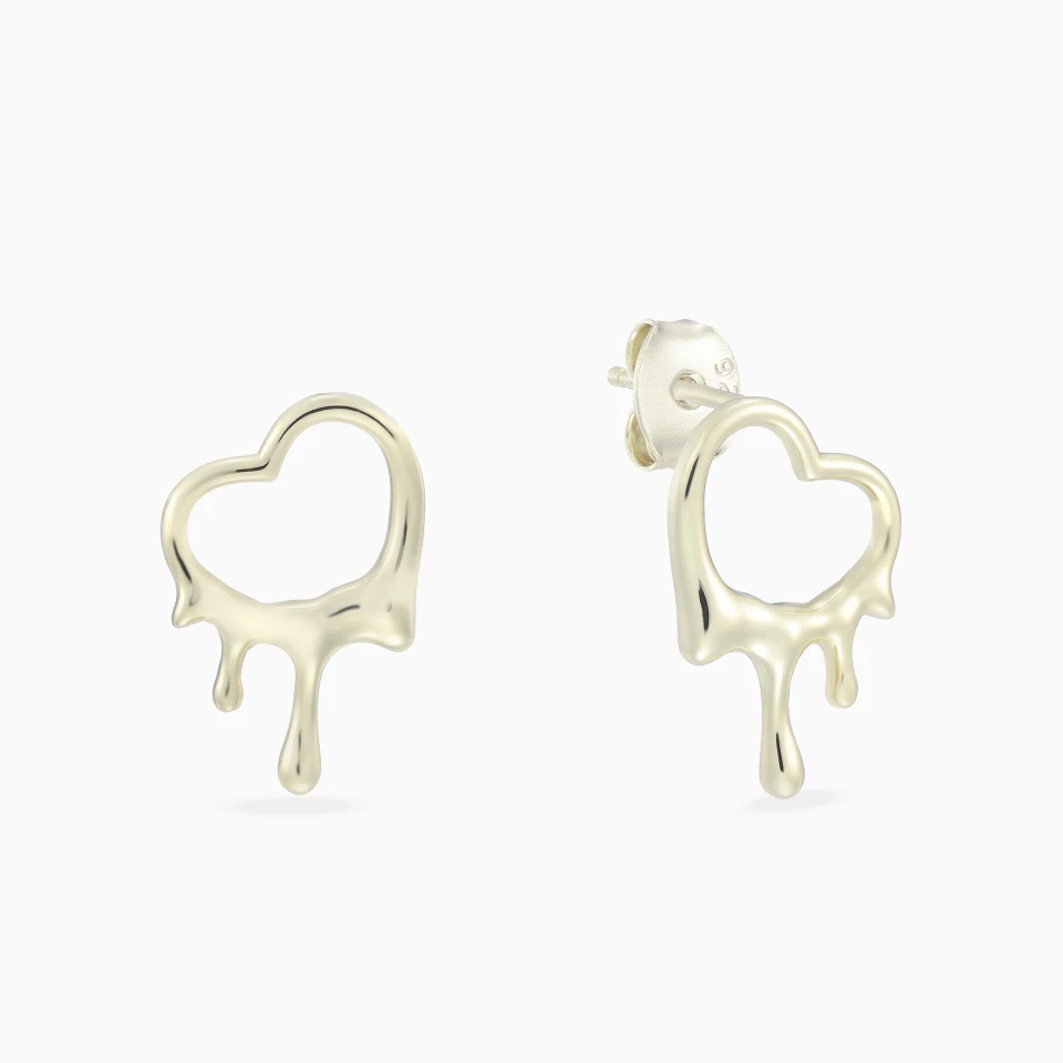 Melting Heart Stud Earrings in Yellow Gold Plating Melting Heart Stud Earrings in Yellow Gold Plating