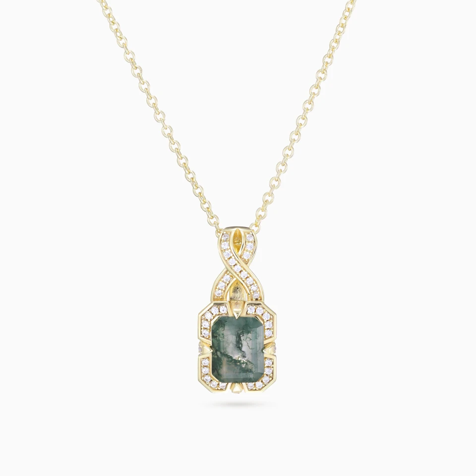 Rectangular Smoky Colored Stone Gold Plated Necklace Rectangular Smoky Colored Stone Gold Plated Necklace
