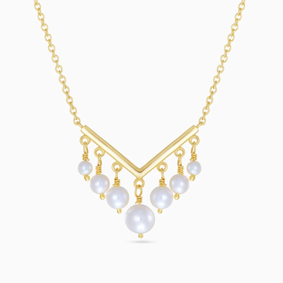 V-Shaped Pearl Gold Plated Necklace V-Shaped Pearl Gold Plated Necklace