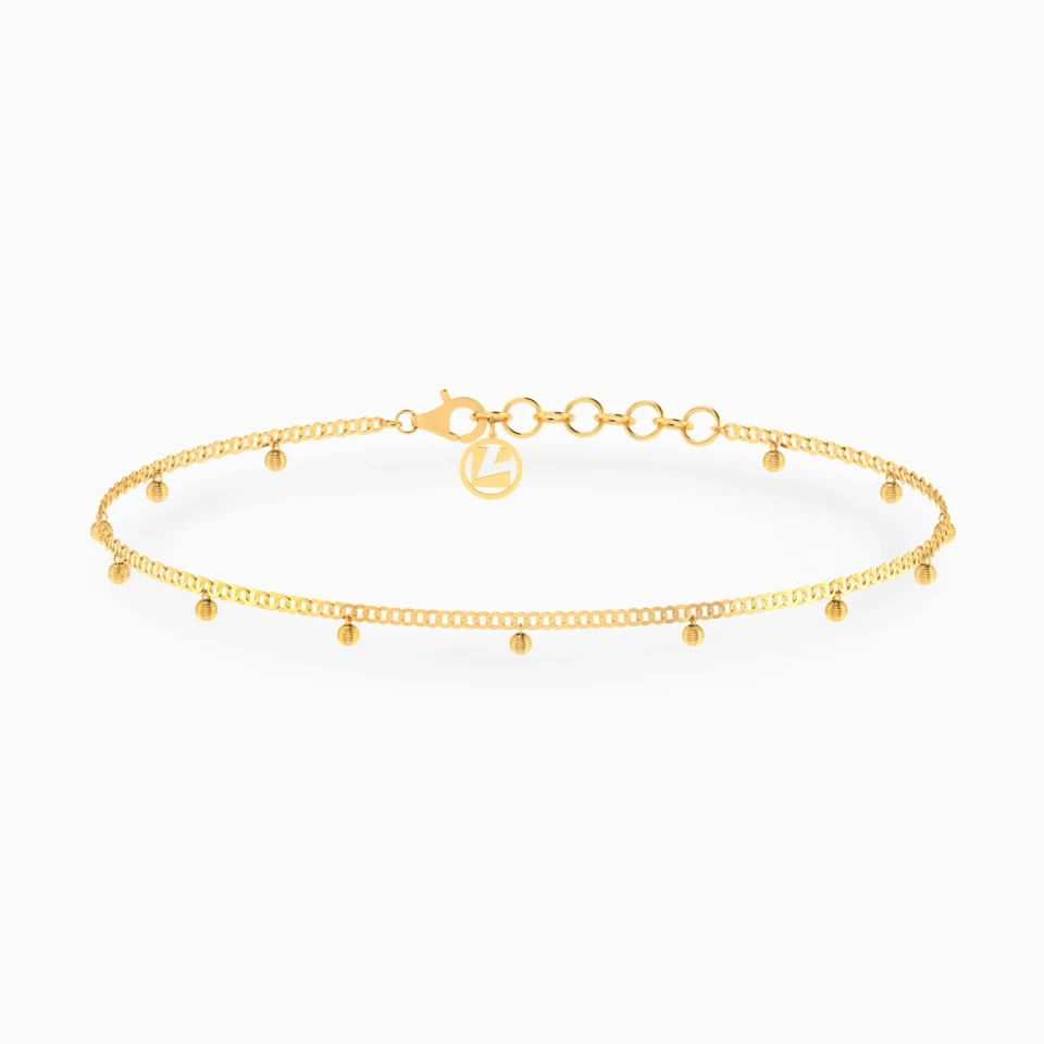 Dangling Textured Beads Anklet in 18K Gold Dangling Textured Beads Anklet in 18K Gold
