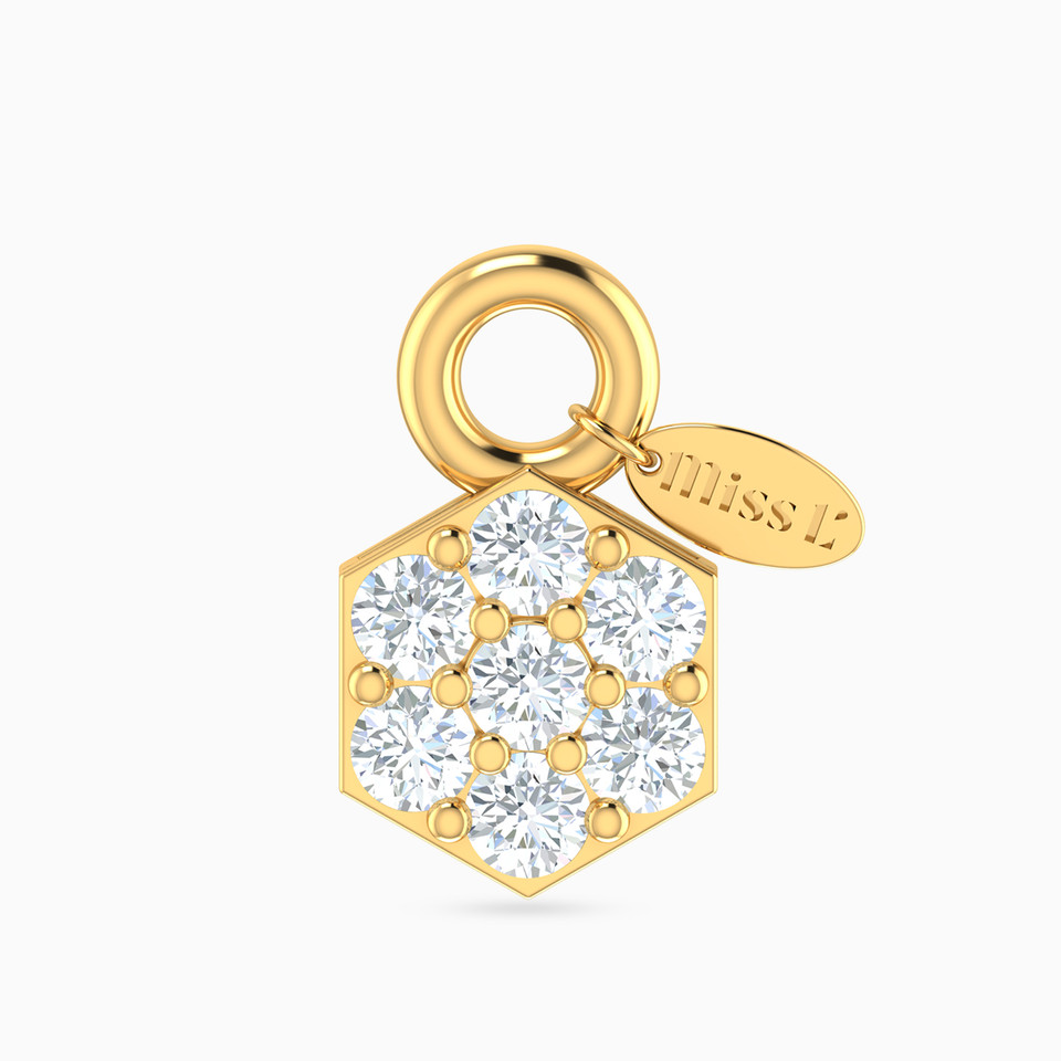 Hexagon Cubic Zirconia Charm in 18K Gold Hexagon Cubic Zirconia Charm in 18K Gold