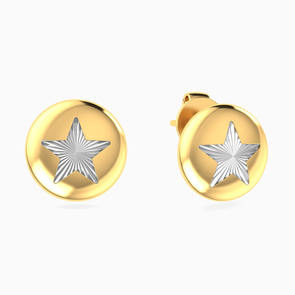 Kids Star Two Tone Stud Earrings in 18K Gold Kids Star Two Tone Stud Earrings in 18K Gold